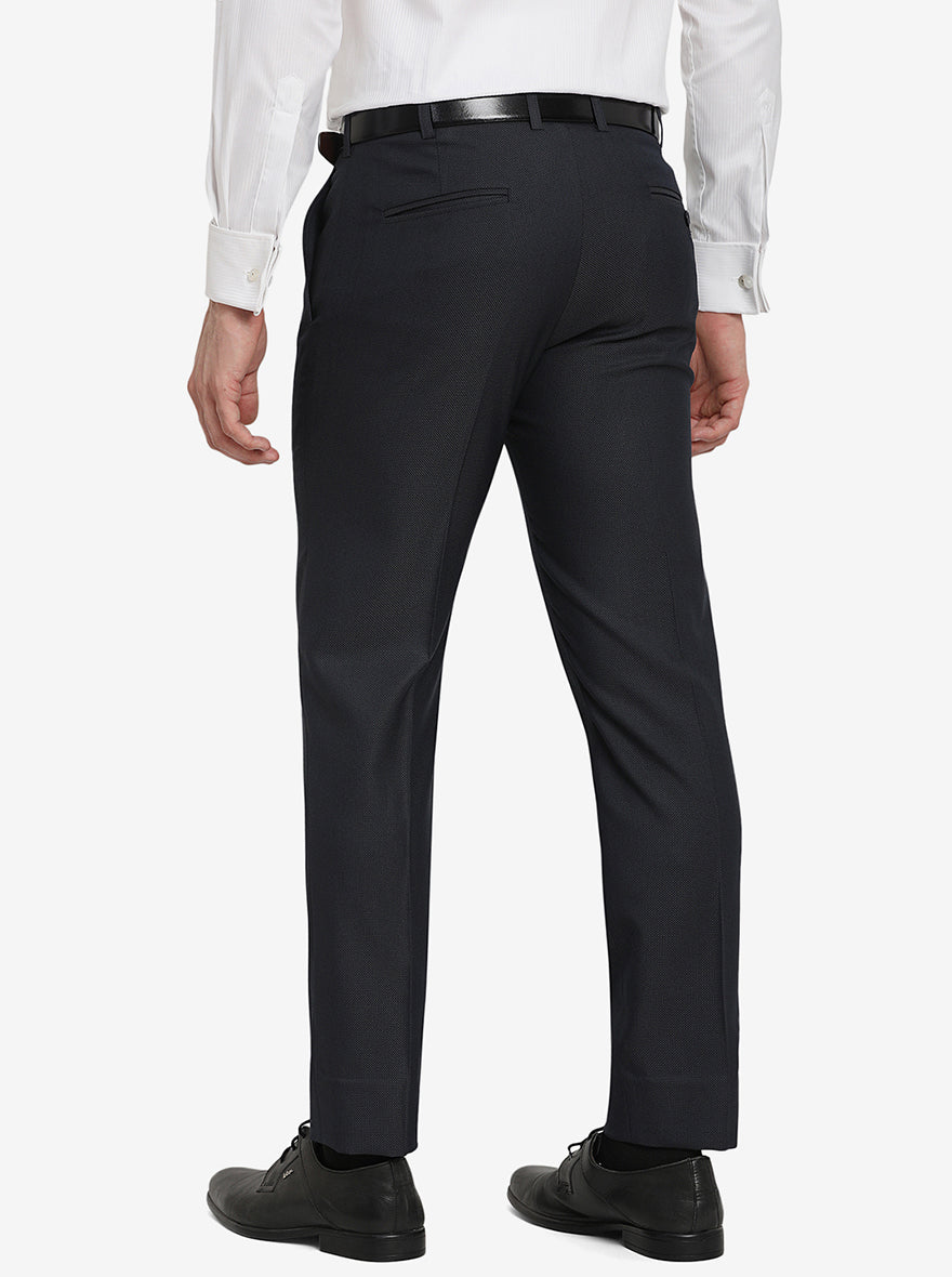Navy Blue Solid Super Slim Fit Formal Trouser | Greenfibre