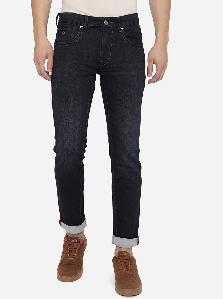 Dark Blue Washed Narrow Fit Jeans | Greenfibre