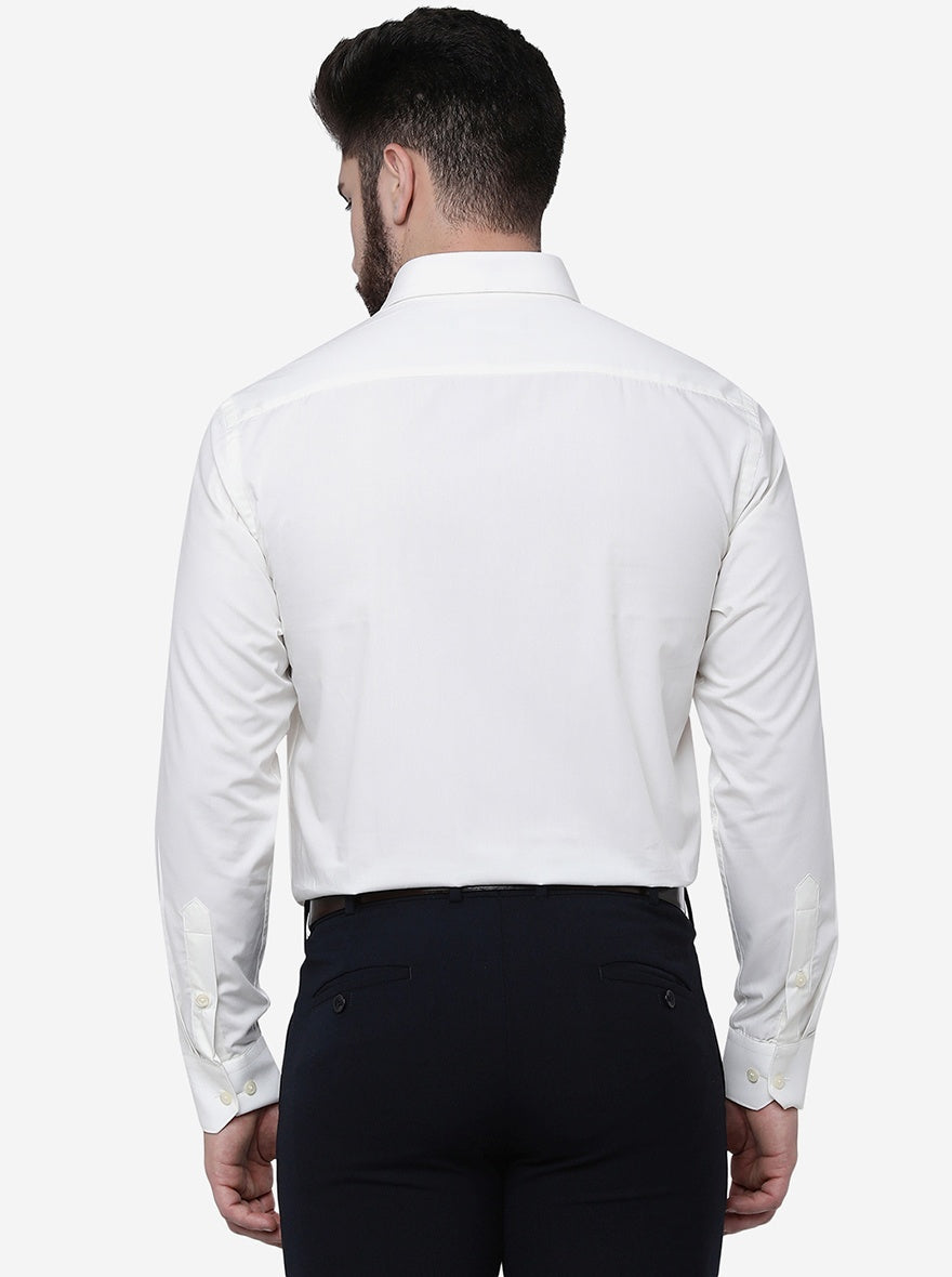 Cream Solid Regular Fit Formal Shirt | Greenfibre