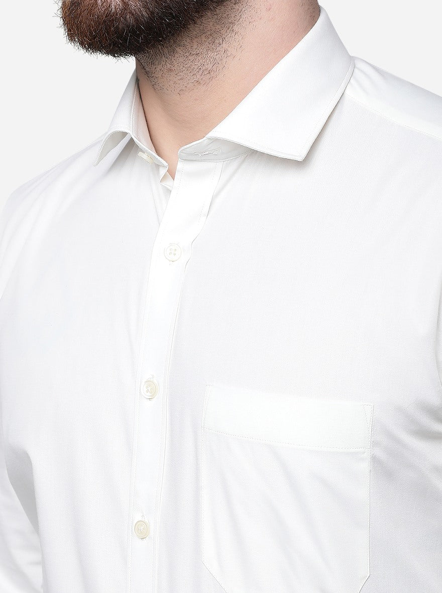 Cream Solid Regular Fit Formal Shirt | Greenfibre