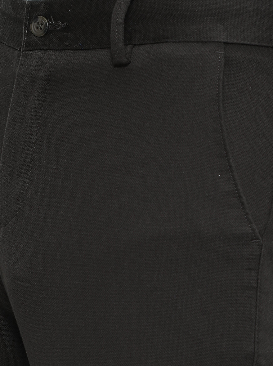 Black Solid Slim Fit Casual Trouser | Greenfibre