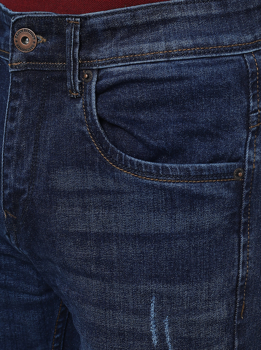 Denim Blue Washed Slim Fit Jeans | Greenfibre