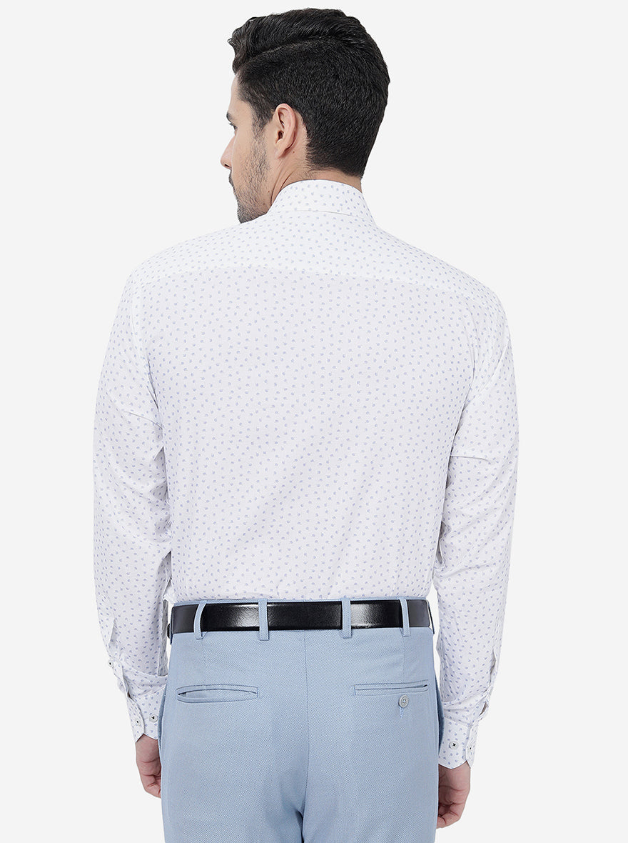 White Printed Regular Fit Formal Shirt | Greenfibre