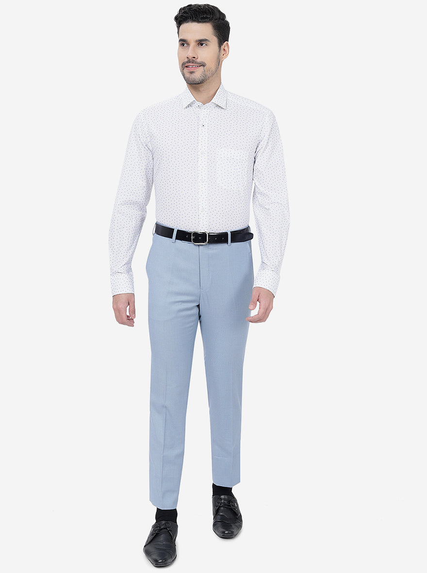 White Printed Regular Fit Formal Shirt | Greenfibre