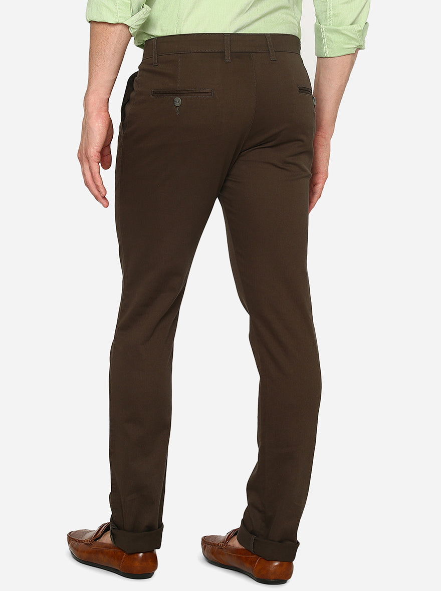 Dark Grey Solid Super Slim Fit Casual Trouser | Greenfibre
