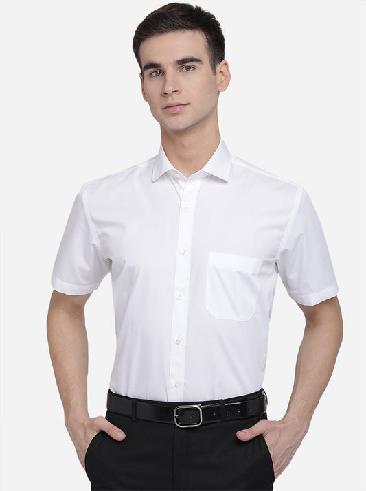 White Solid Regular Fit Formal Shirt | Greenfibre