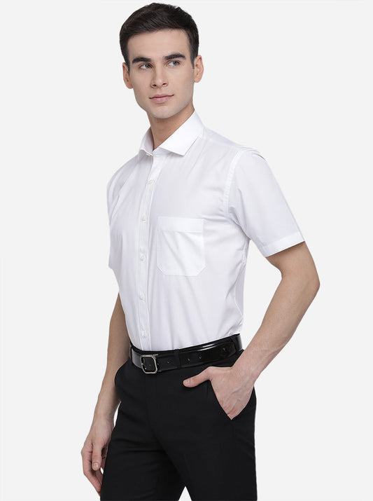 White Solid Regular Fit Formal Shirt | Greenfibre