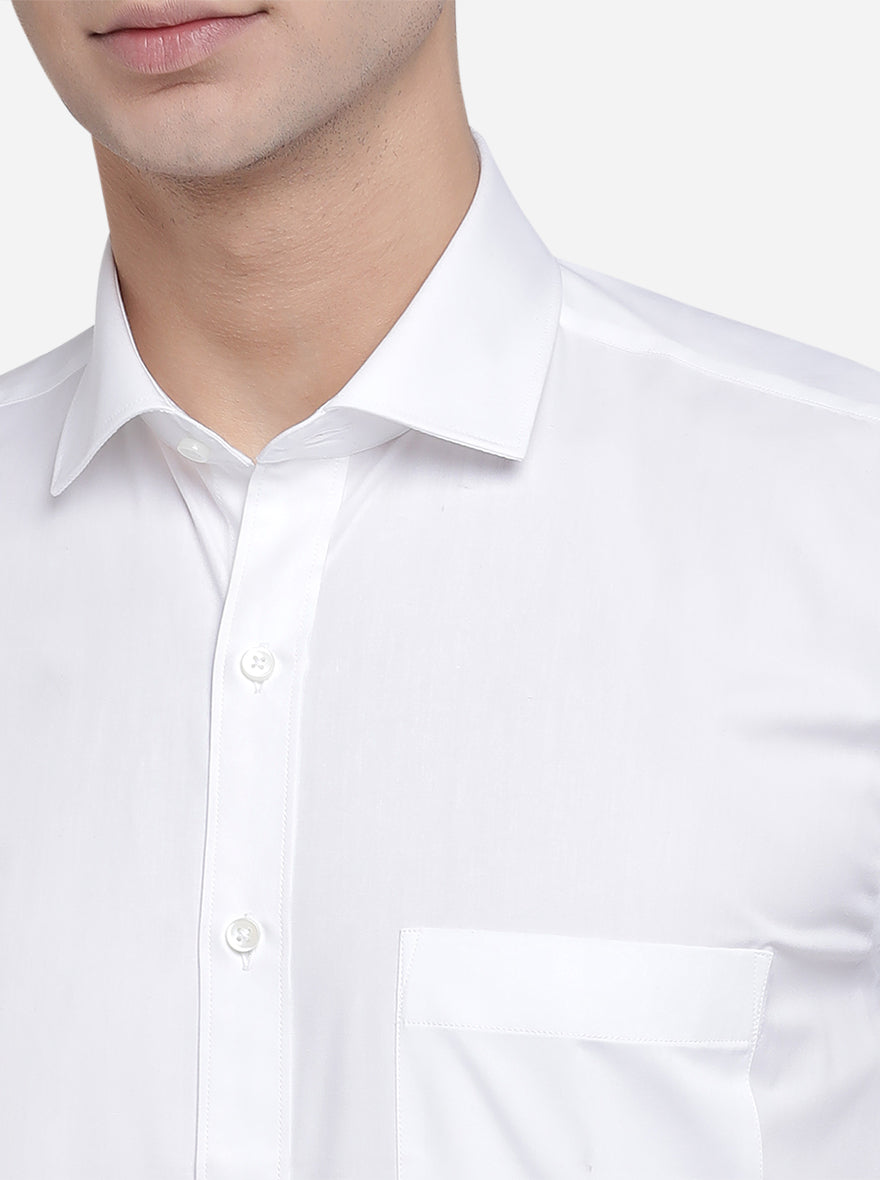 White Solid Regular Fit Formal Shirt | Greenfibre