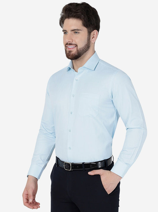 Sky Blue Solid Slim Fit Formal Shirt | Greenfibre