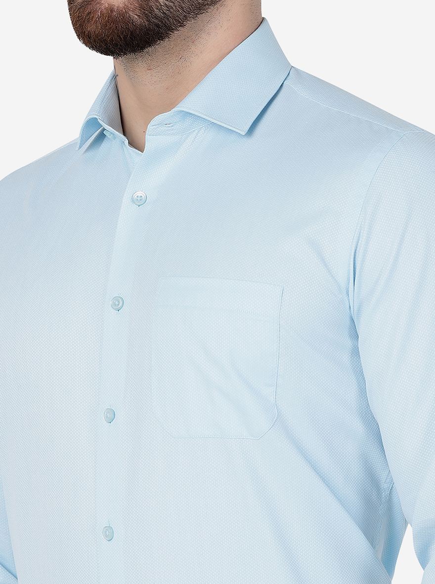 Sky Blue Solid Slim Fit Formal Shirt | Greenfibre