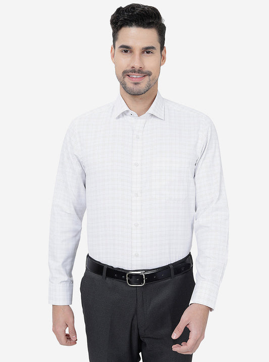 White Checked Slim Fit Formal Shirt | Greenfibre