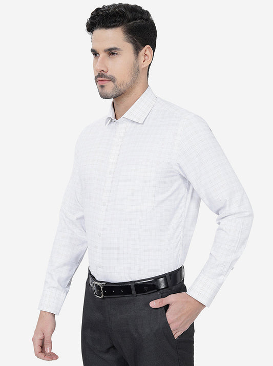 White Checked Slim Fit Formal Shirt | Greenfibre