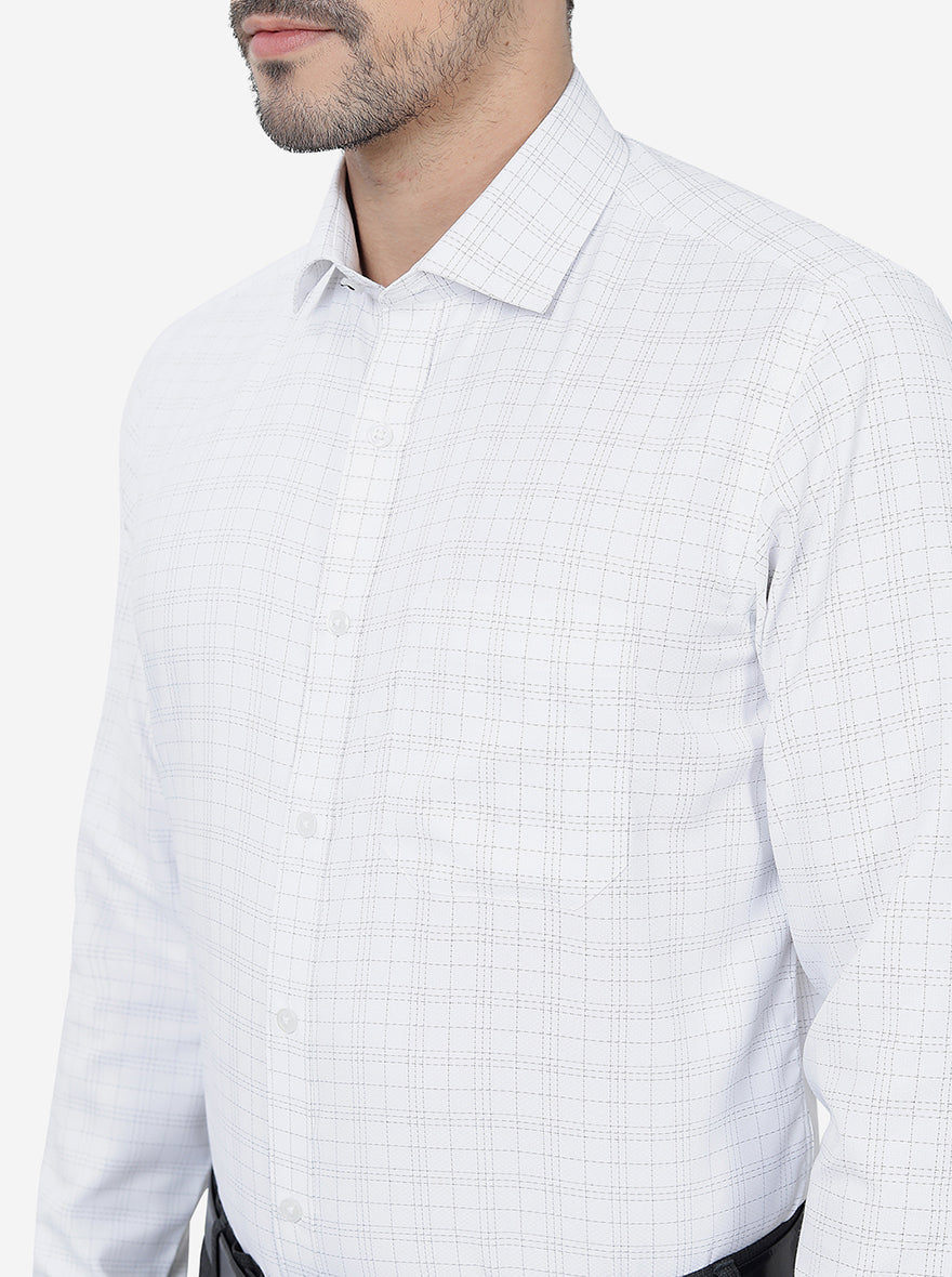 White Checked Slim Fit Formal Shirt | Greenfibre