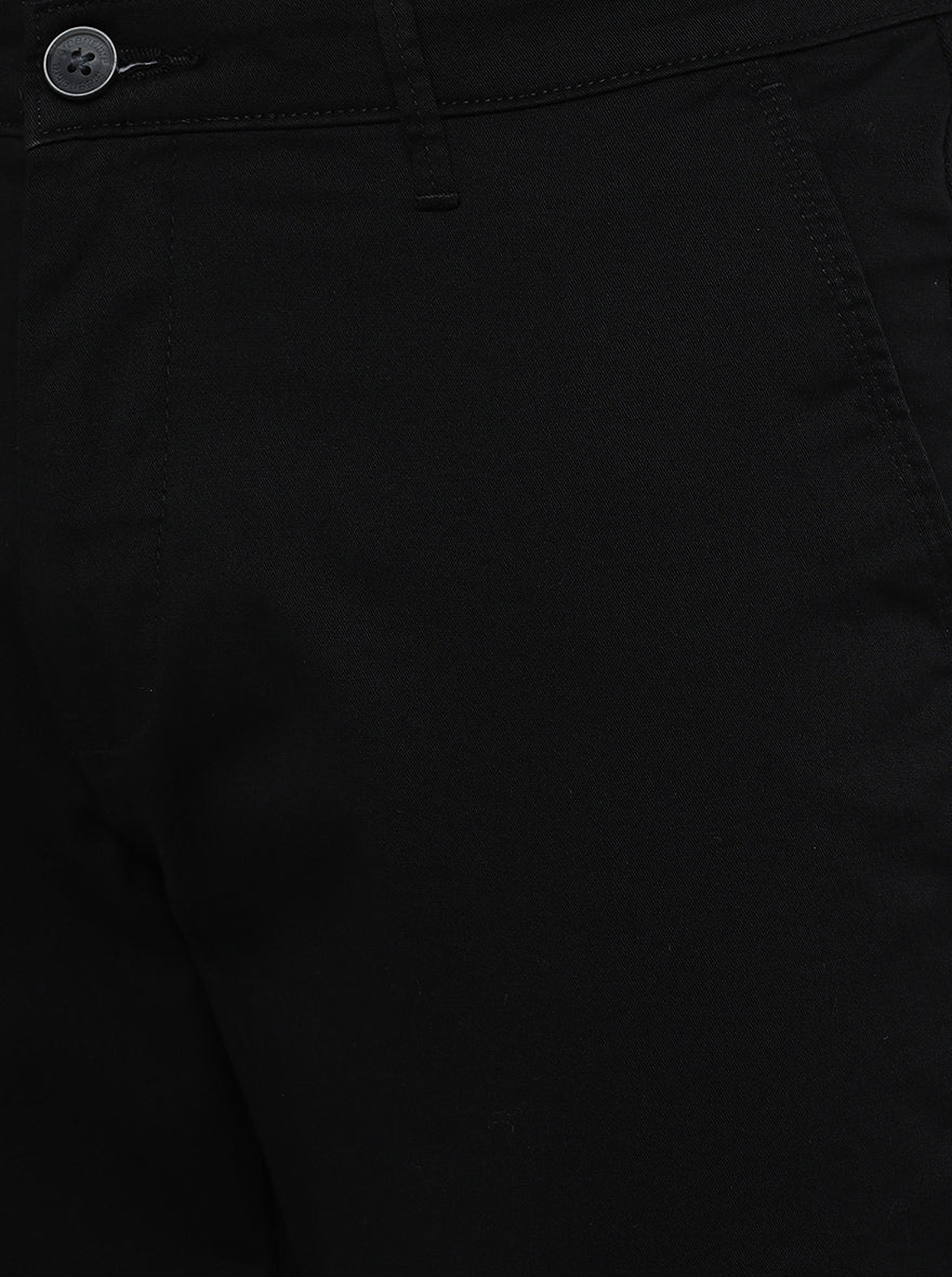 Black Solid Neo Fit Casual Trouser | Greenfibre