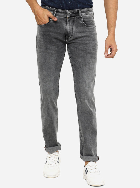 Light Grey Washed Slim Fit Jeans | Greenfibre