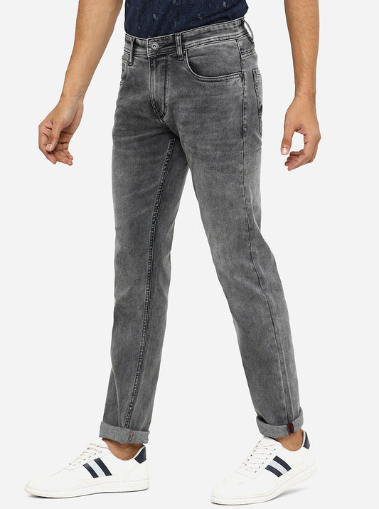 Light Grey Washed Slim Fit Jeans | Greenfibre