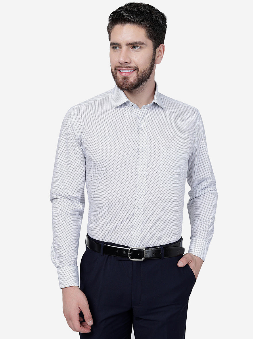 Grey Printed Regular Fit Formal Shirt | Greenfibre
