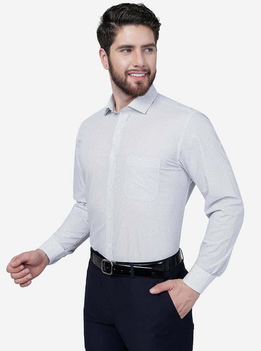 Grey Printed Regular Fit Formal Shirt | Greenfibre