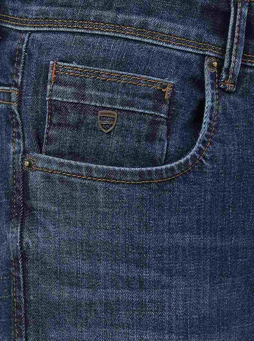 Mid Blue Solid Urban Fit Jeans | Greenfibre