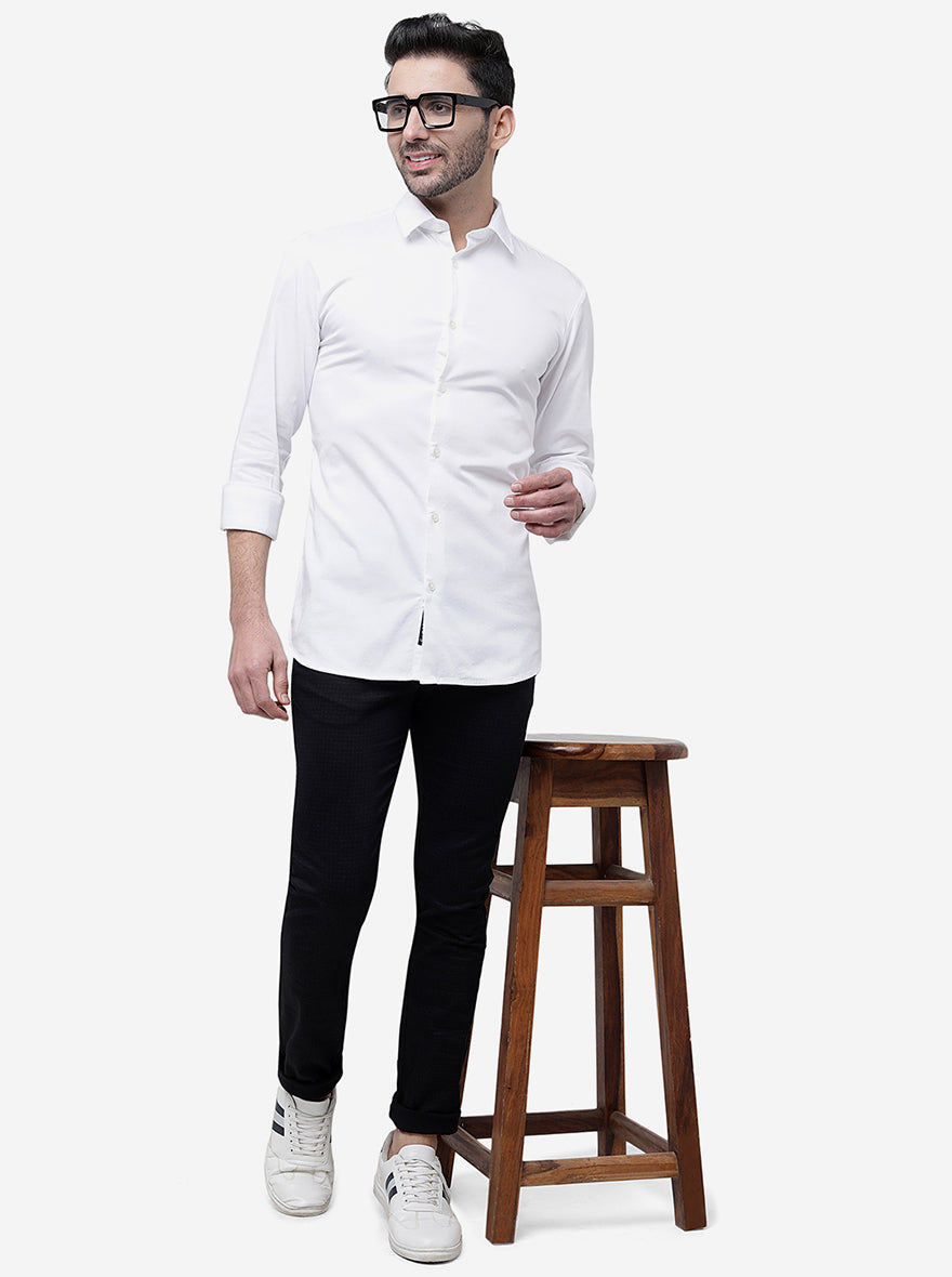 Black Solid Super Slim Fit Casual Trouser | Greenfibre