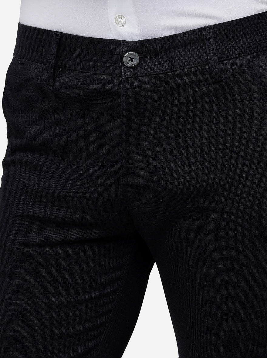 Black Solid Super Slim Fit Casual Trouser | Greenfibre
