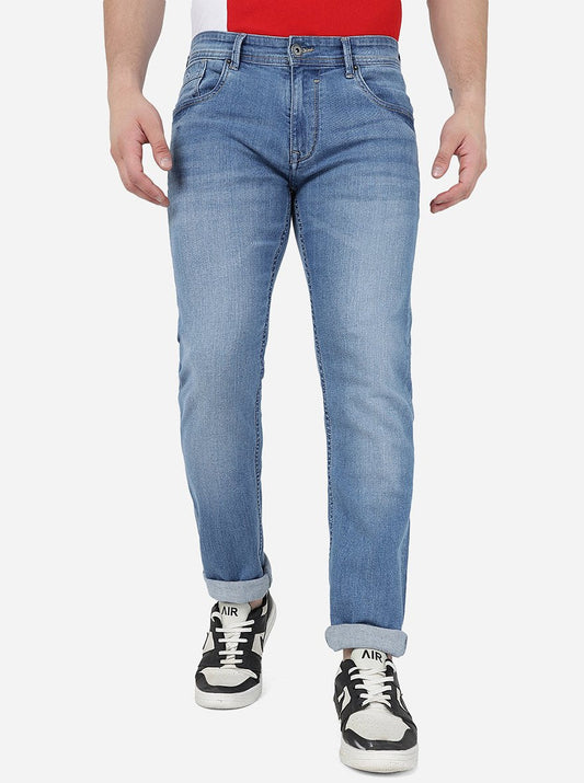 Light Blue Solid Narrow Jeans | Greenfibre