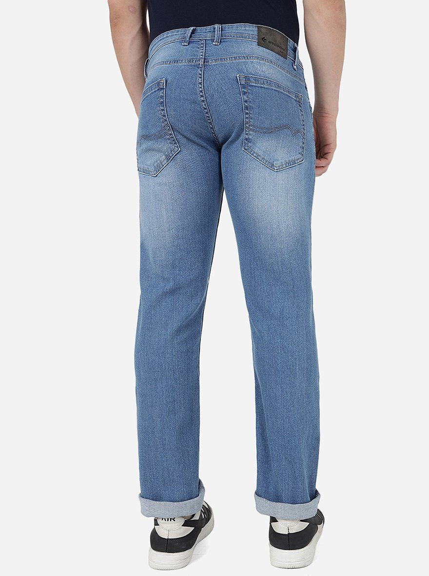 Light Blue Solid Narrow Jeans | Greenfibre