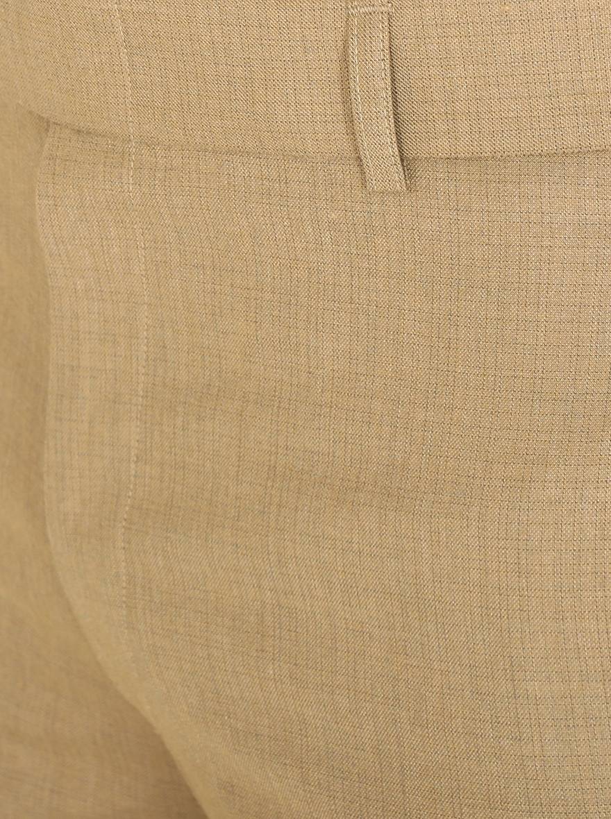 Dark Beige Solid Slim Fit Formal Trouser | Greenfibre