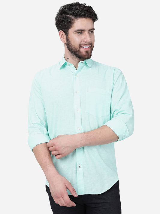 Green Solid Smart Fit Casual Shirt | Greenfibre
