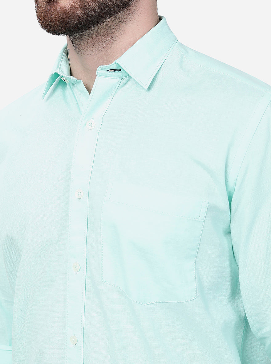 Green Solid Smart Fit Casual Shirt | Greenfibre