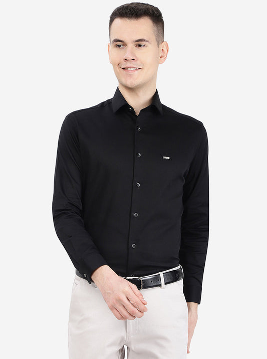 Black Solid Slim Fit Party Wear Shirt | Greenfibre