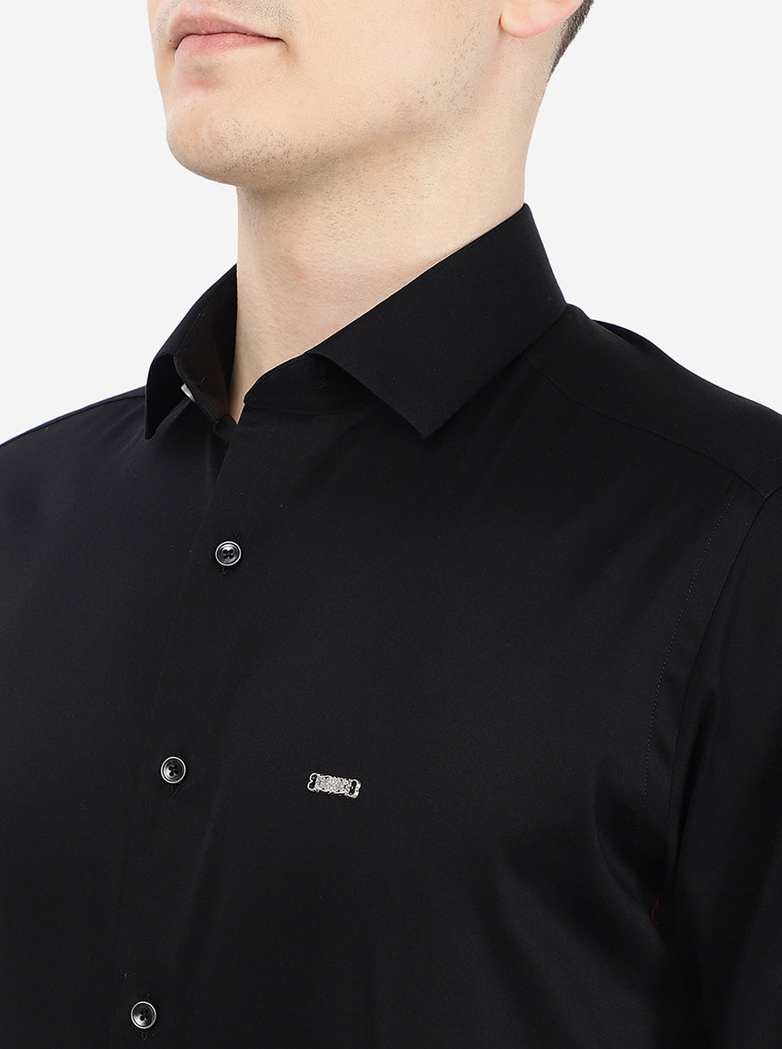 Black Solid Slim Fit Party Wear Shirt | Greenfibre