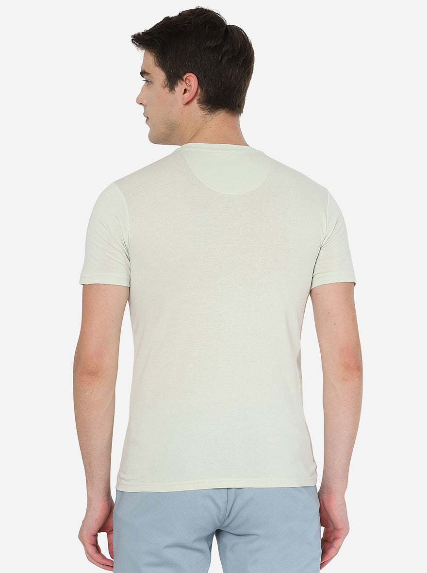 White Printed Slim Fit T-Shirt | Greenfibre