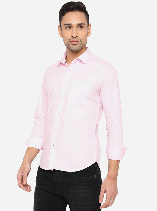 Cradle Pink Solid Slim Fit Semi Casual Shirt | Greenfibre