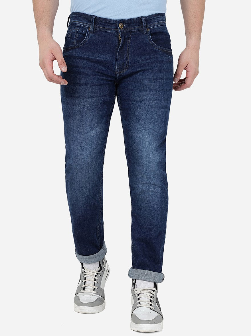 Mid Blue Solid Narrow Jeans | Greenfibre