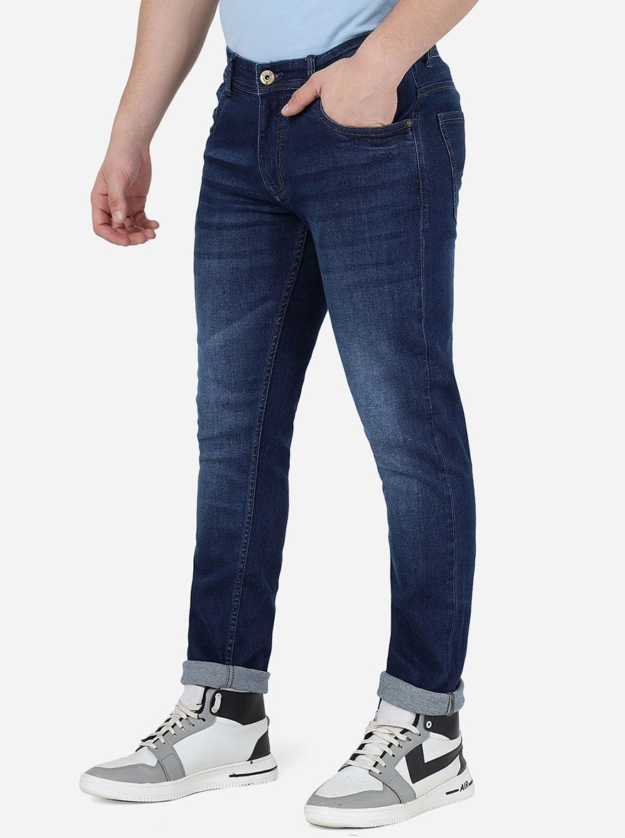 Mid Blue Solid Narrow Jeans | Greenfibre