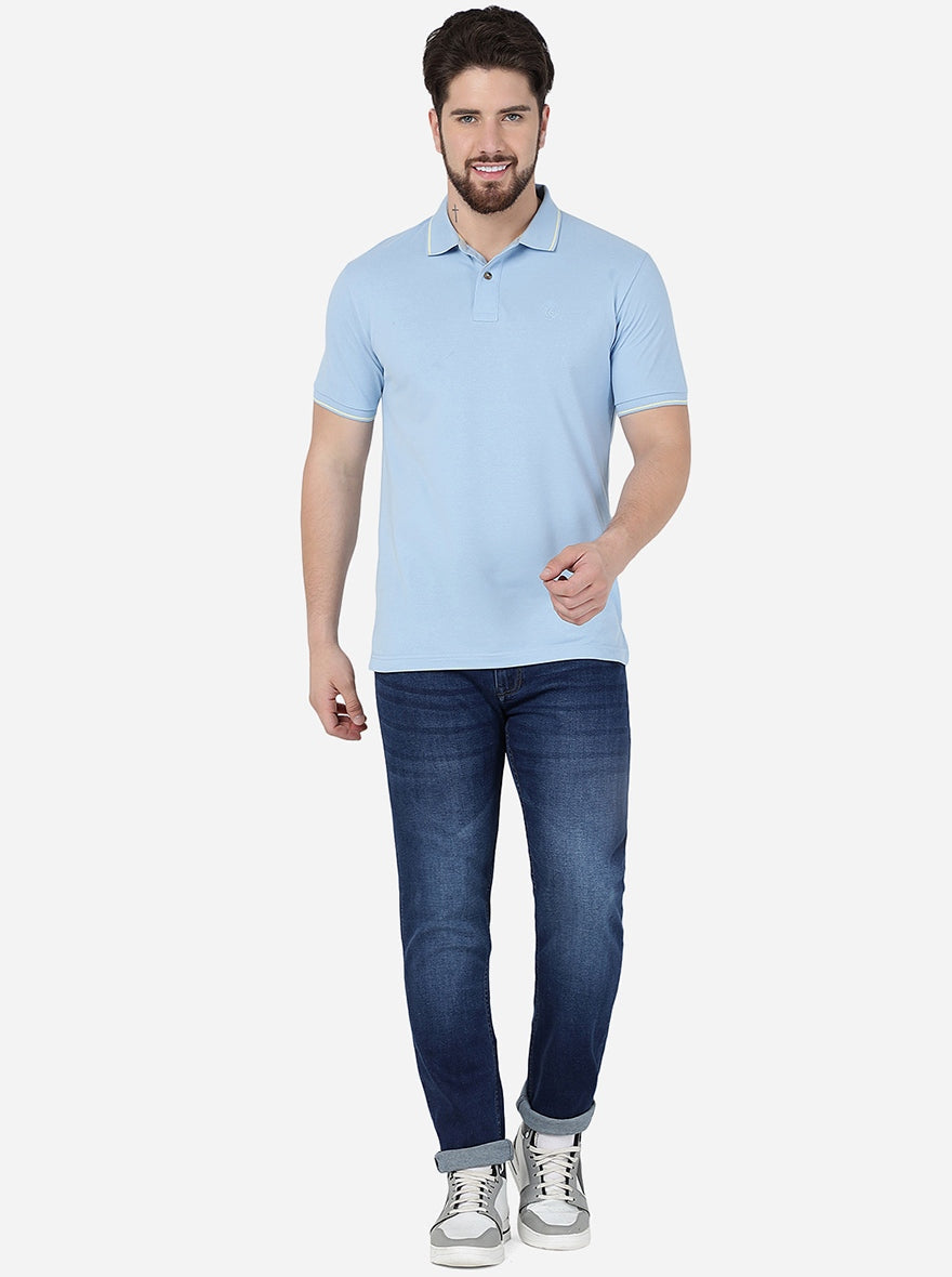 Mid Blue Solid Narrow Jeans | Greenfibre