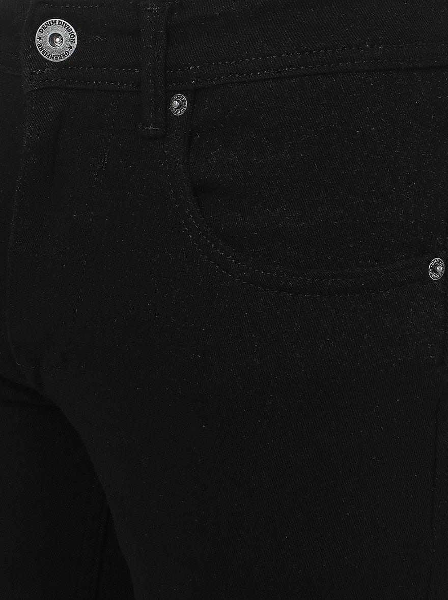 Jet Black Washed Straight Fit Jeans | Greenfibre
