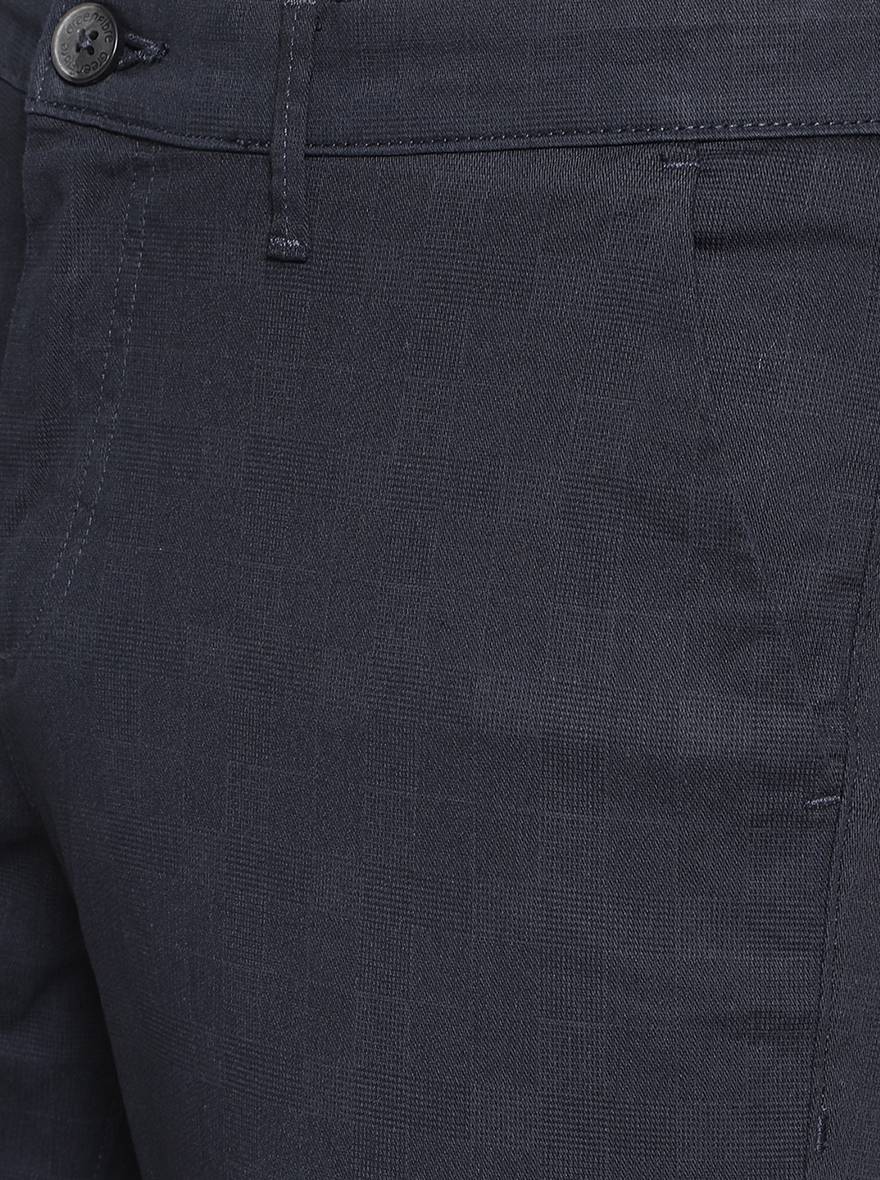 Navy Blue Solid Neo Fit Casual Trouser | Greenfibre