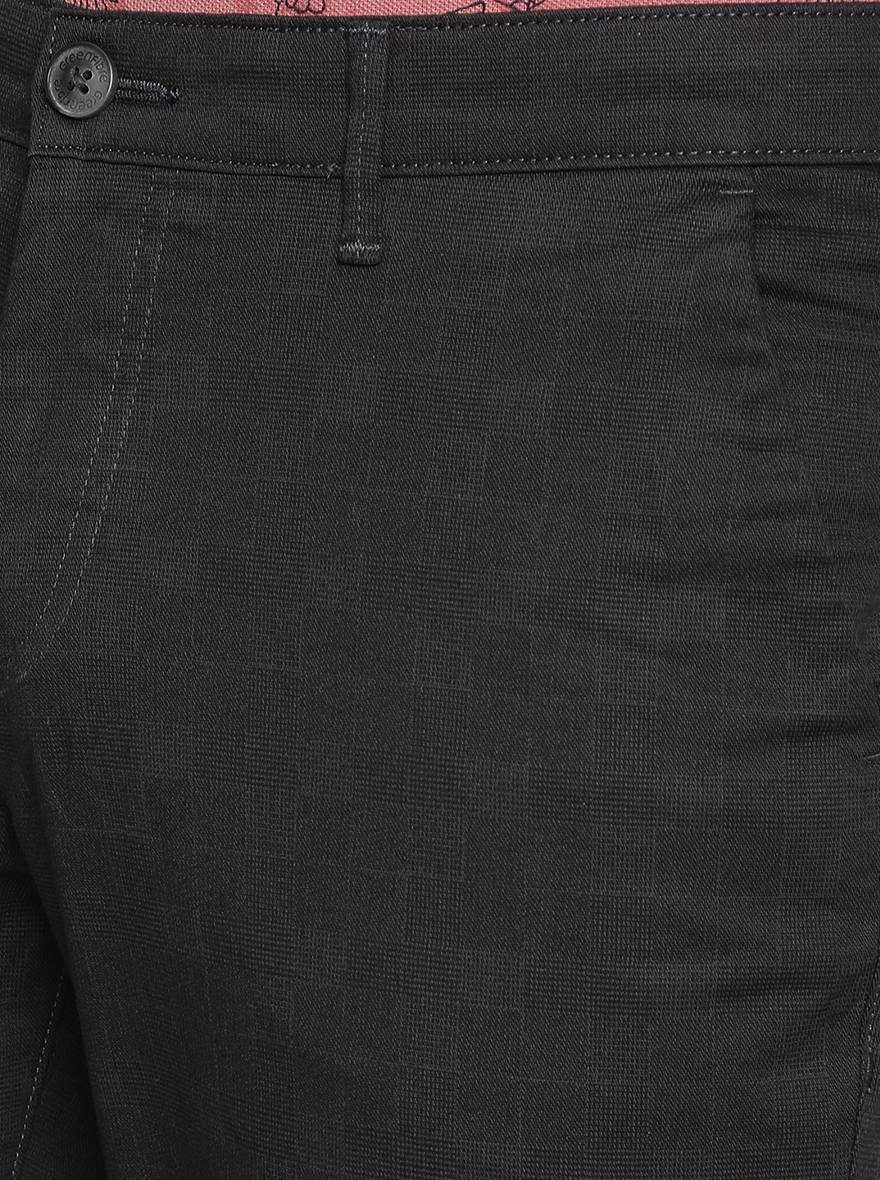 Black Solid Neo Fit Casual Trouser | Greenfibre