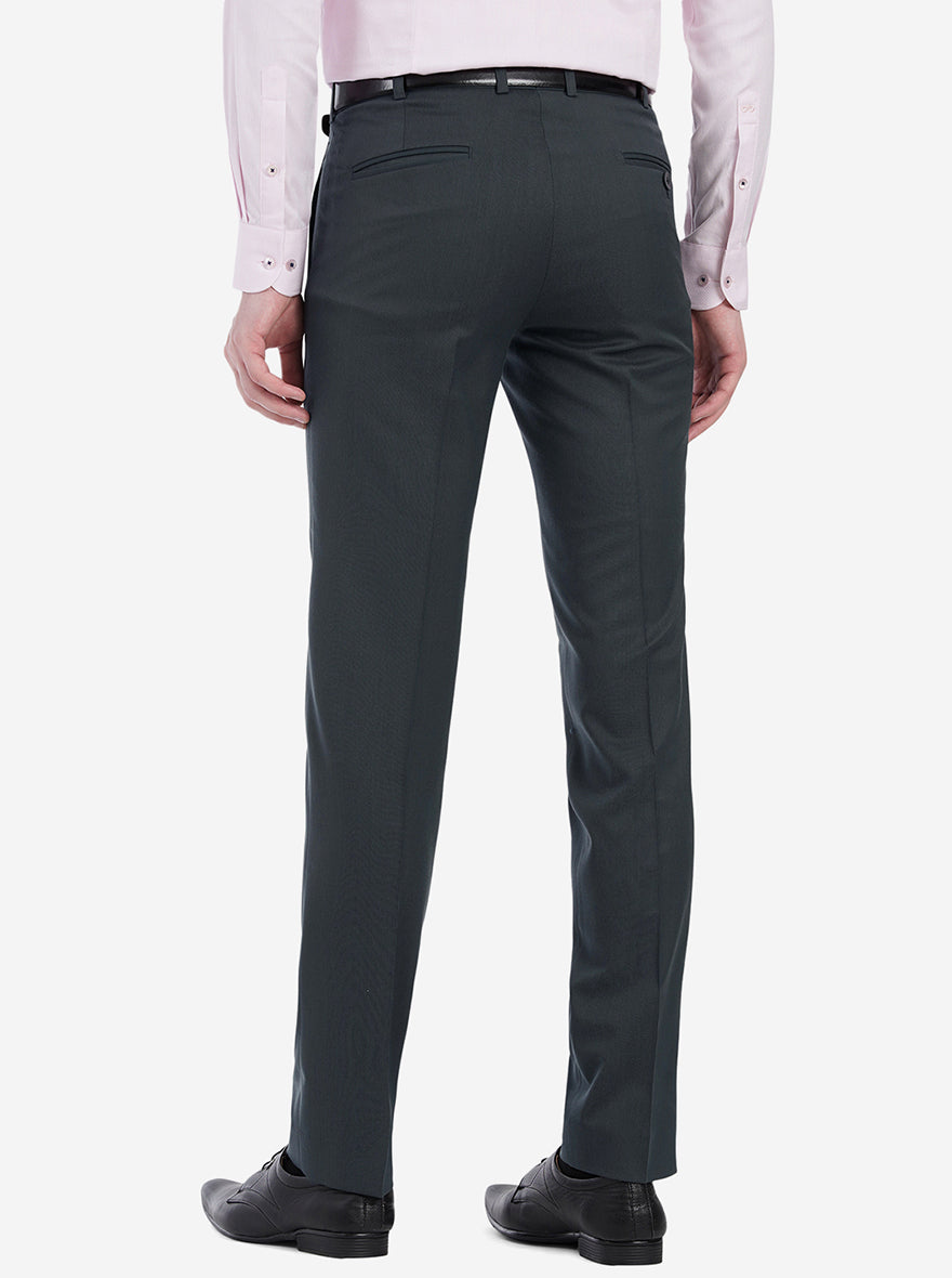 Dark Grey Solid Slim Fit Formal Trouser | Greenfibre