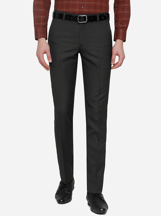 Black Solid Slim Fit Formal Trouser | Greenfibre