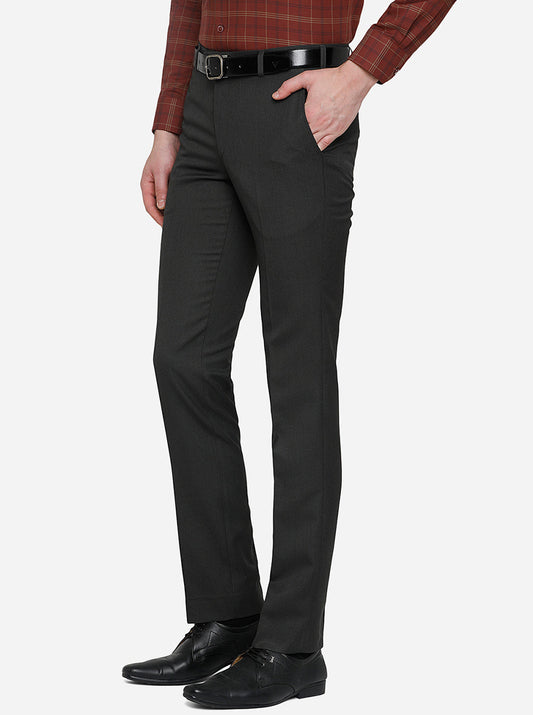 Black Solid Slim Fit Formal Trouser | Greenfibre