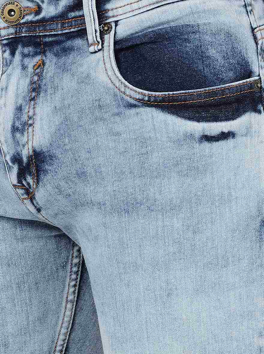 Light Blue Solid Narrow Jeans | Greenfibre