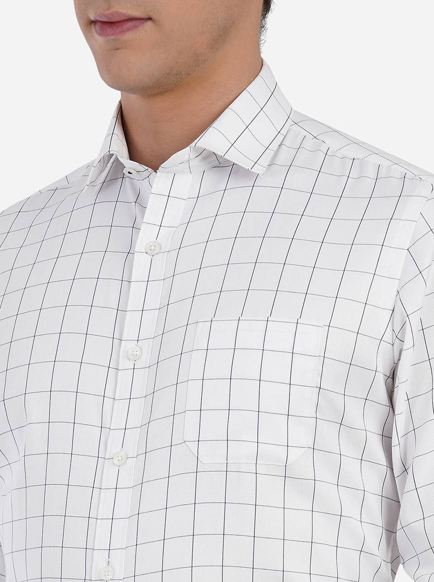 White Checked Slim Fit Formal Shirt | Greenfibre