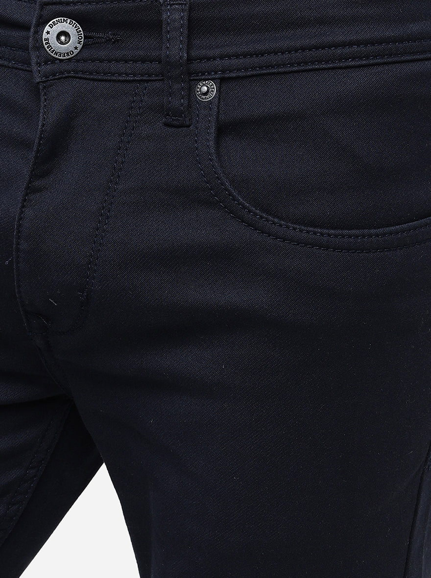 Navy Blue Washed Narrow Fit Jeans | Greenfibre