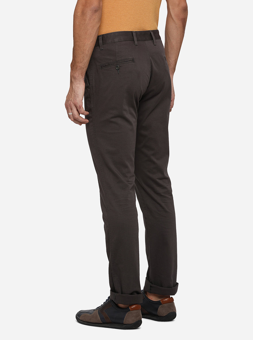 Dark Grey Solid Super Slim Fit Casual Trouser | Greenfibre