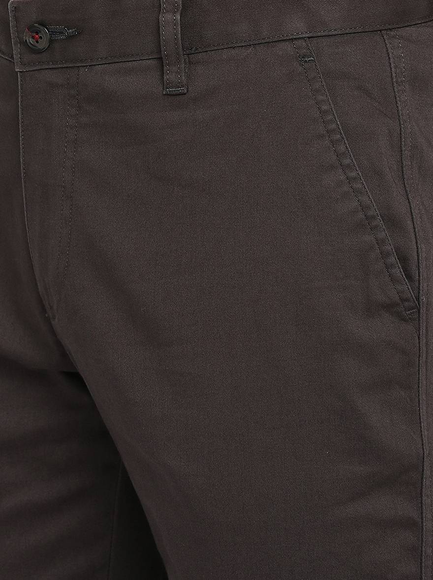 Dark Grey Solid Super Slim Fit Casual Trouser | Greenfibre