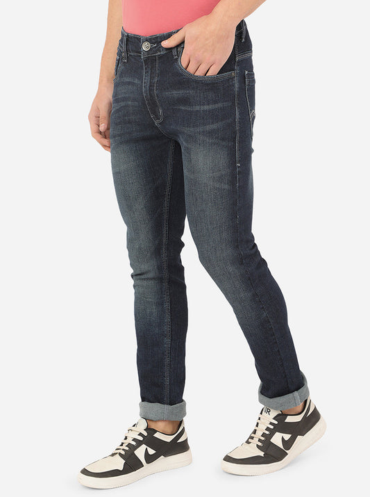 Dark Blue Washed Narrow Fit Jeans | Greenfibre