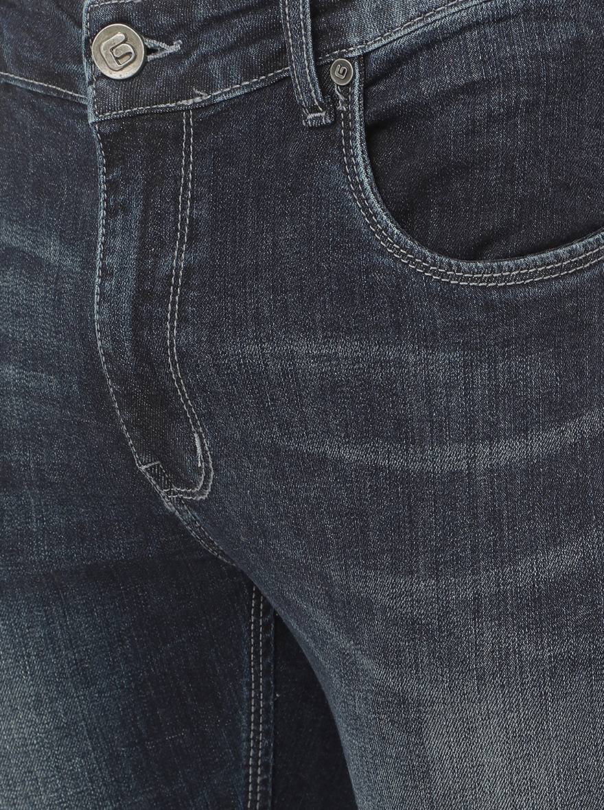 Dark Blue Washed Narrow Fit Jeans | Greenfibre